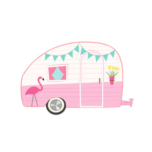Silhouette Design Store View Design 205700 Pink Retro Camper Van