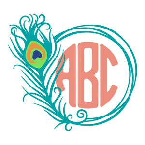 Silhouette Design Store View Design 196111 Peacock Feather Monogram Frame