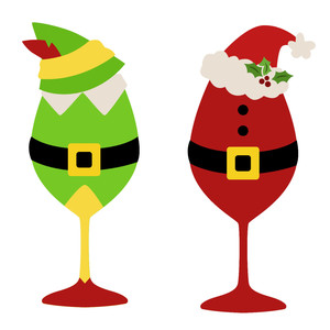 Download Silhouette Design Store View Design 234142 Christmas Wine Glasses Santa And Elf PSD Mockup Templates