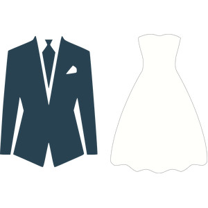 wedding suit and dress