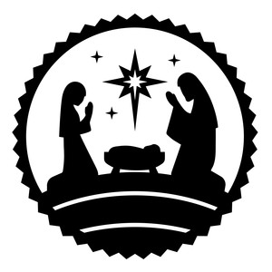 Silhouette Design Store - View Design #229224: nativity circle jesus