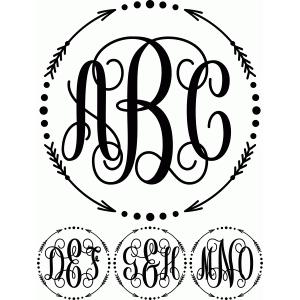 silhouette design store view design 82335 monogram script arrow