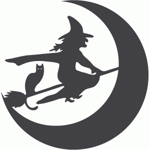 Silhouette Design Store - View Design #67020: witch and kitty