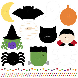halloween character sticker set