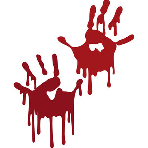 bloody hand prints