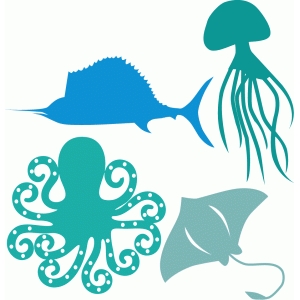 Silhouette Design Store - View Design #79245: sea creatures