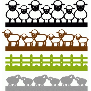 Silhouette Design Store - View Design #61146: sheep borders set