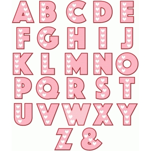 Silhouette Design Store - View Design #75056: heart alphabet - printable!