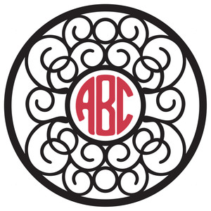 Silhouette Design Store - View Design #240718: fancy round monogram frame