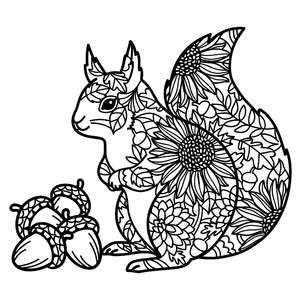 Download Silhouette Design Store View Design 332298 Squirrel Autumn Leaves Mandala